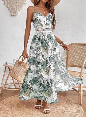 2026 Vacation Couple Outfit Hibiscus Floral Leaf Pattern