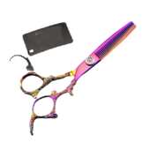 理发剪 美发剪刀 平剪 牙剪 0401 6.0寸 打薄XL2 粉色怪龙柄