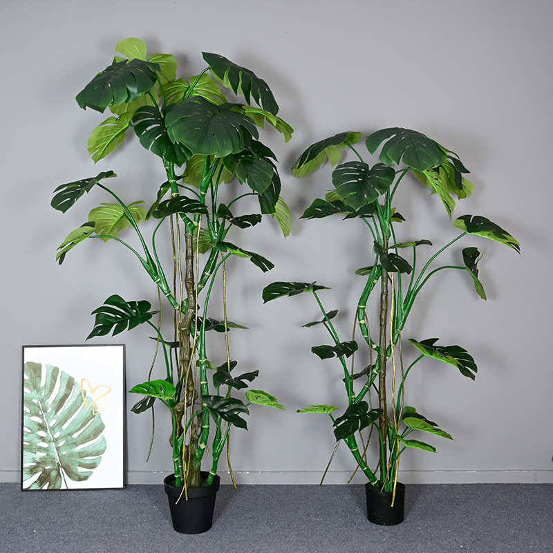 北欧仿真绿植龟背叶大型落地盆栽假植物手感人造绿色假树厂家直销