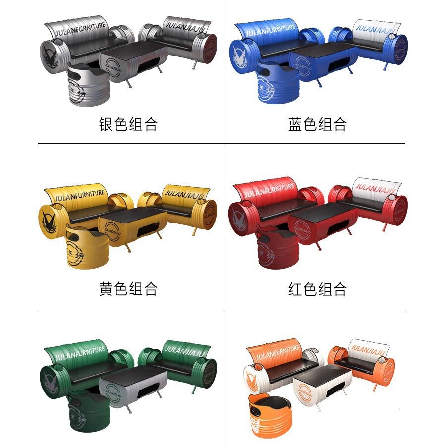 茶创工业风复古卡座意沙发酒665吧桌组合油桶沙发椅ktv铁艺几服装