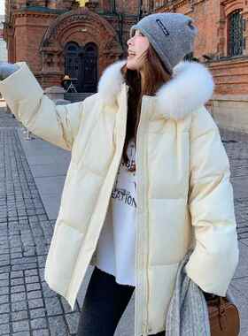 黄色大毛领绒包女冬季新款小服个子韩系巨好羽C20-D92看爆款加厚