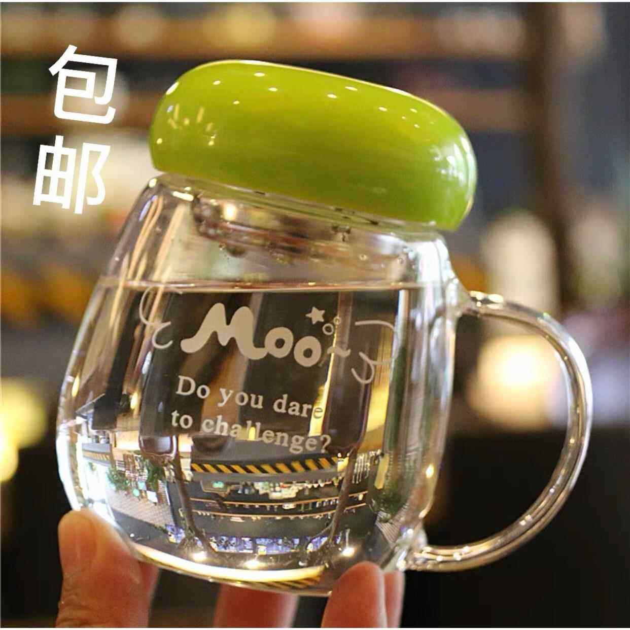 创意迷你耐热家用玻璃杯办公室带把手水杯男女带盖过滤网泡茶杯子,餐饮具,玻璃杯,淘宝优惠券,粉丝福利购,淘宝优惠卷