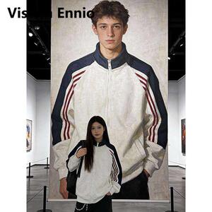 Visvim Ennio美式三条杠立领开衫卫衣男款春季潮牌撞色情侣外套中