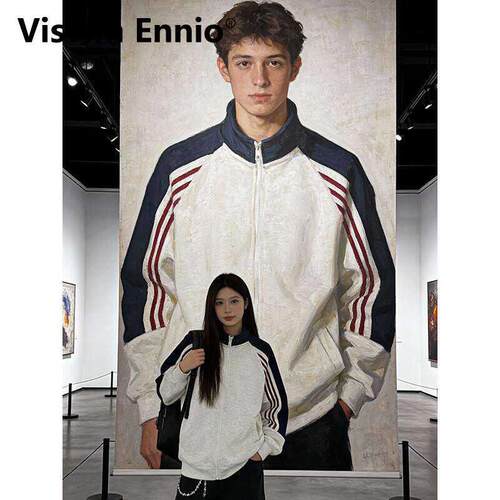 Visvim Ennio美式三条杠立领开衫卫衣男款春季潮牌撞色情侣外套中