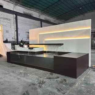 简约现代不锈钢流水景墙庭院别墅园林景观水幕墙露台花园水景