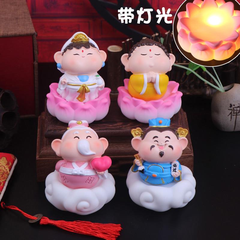 如愿小神仙夜BB灯摆件可财爱卡通观如来神家居办公室桌小面装音饰