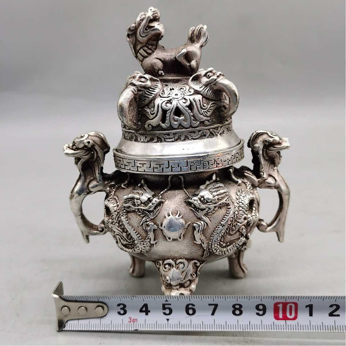 仿古白铜双龙熏香戏铜器香熏工艺品摆件珠家居用品炉貔貅黄铜炉