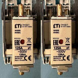 ETI熔断器 NH000 NV00C 125A 500V 35A 40A 50A 63A 80A 100A