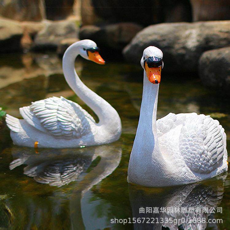 户外花园水池喷泉景观装饰玻璃钢仿真天鹅雕塑仿真浮水动物