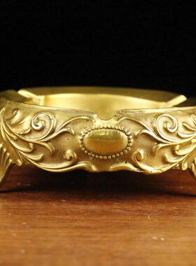 纯黄铜烟灰缸铜烟灰缸摆件家居装饰品客厅办公室家用烟缸礼品摆件