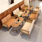餐桌椅组合咖啡厅卡座沙发酒吧奶茶甜品店商用餐饮接待软座定制