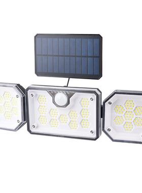 户外LED大功率太阳能壁灯多角度调节三档位智能感应遥控照明壁灯