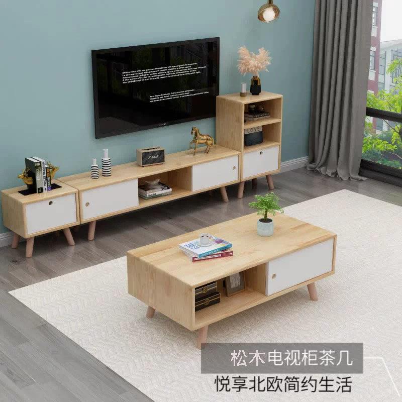 实木松木电视柜茶几组合家俱北欧简约小户型卧室客厅地柜墙柜矮柜