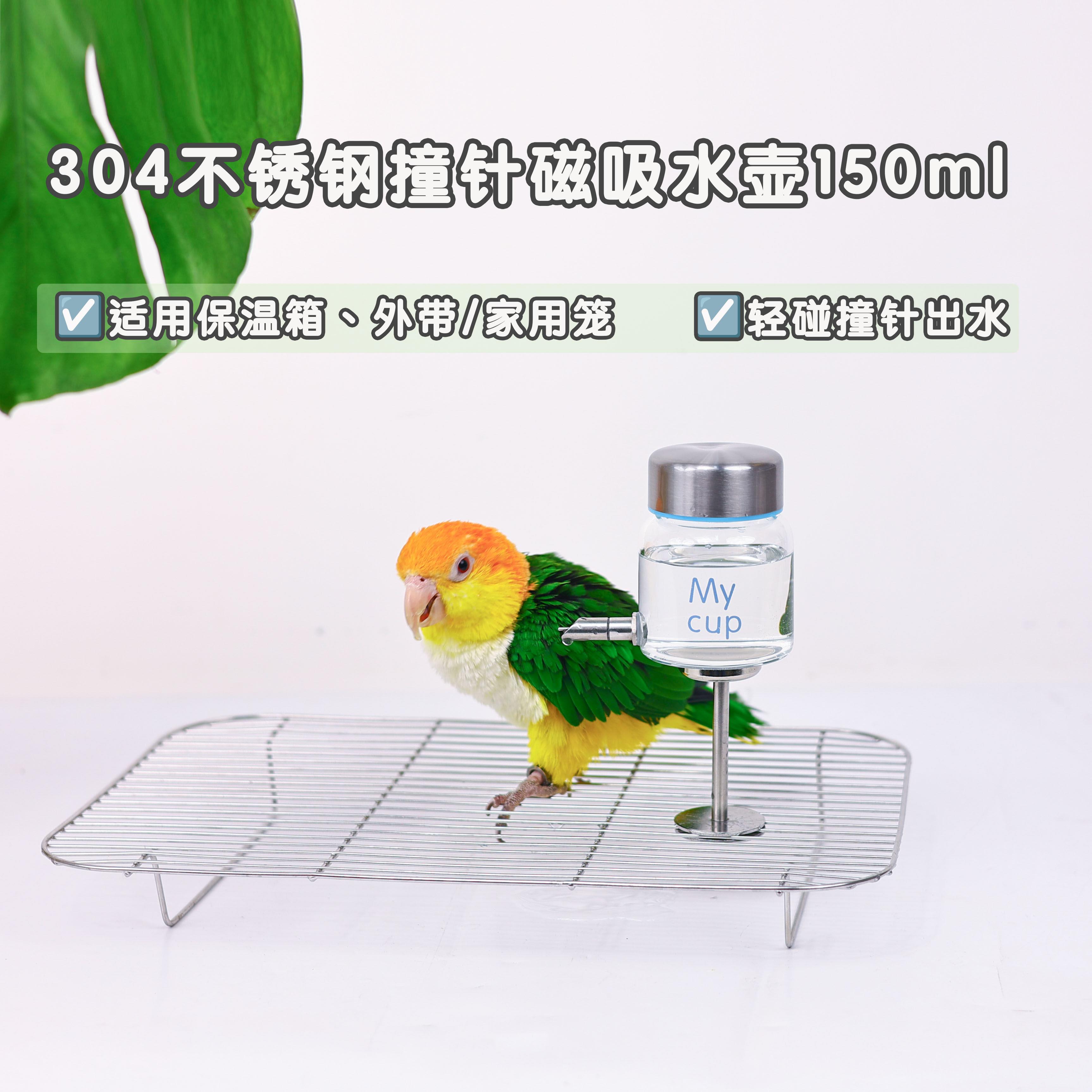 洪屿鹦鹉不锈钢撞针水壶鸟笼外出饮水器宠物迷你小号鸟快拆喂水器