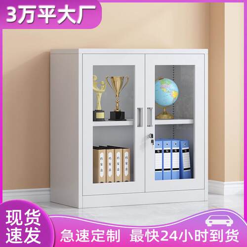 玻璃矮柜办公室档案资料柜带锁文件柜铁皮柜杂物收纳柜储物柜