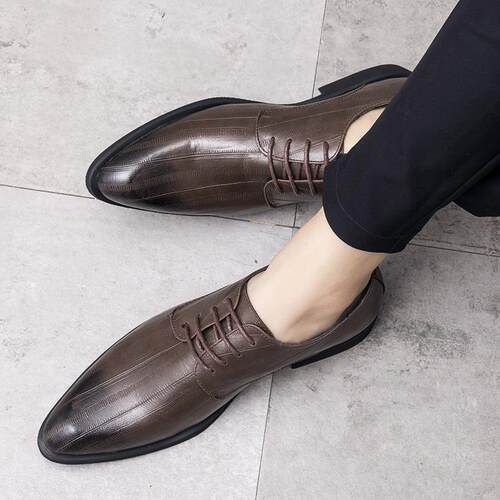 正品夏秋季新韩版尖头皮士潮男流尚休闲时商务男鞋鞋内增高男士结
