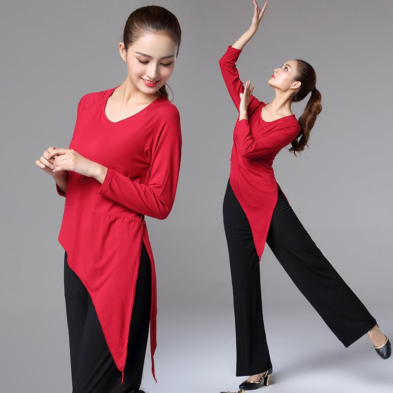 新款直销秋季广场舞服装女长袖古典现代舞团体操队服修身舞蹈服练