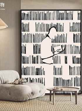 意式物极简抽象人手绘油画玄关黑白高级装饰画客厅小众gw52005艺