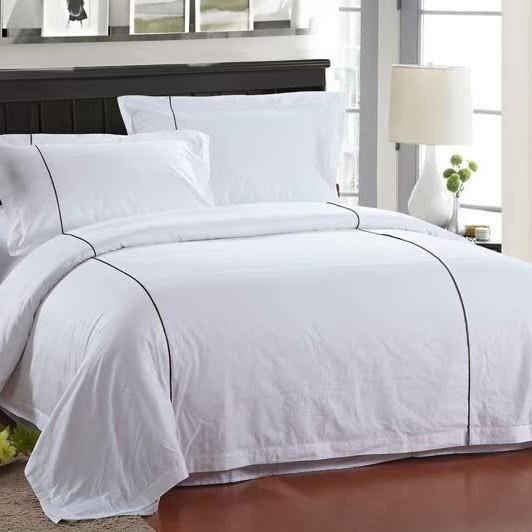 馆布草酒床店床上用宾品纯棉贡缎四件套民ZB-8901宿白色垫床单被