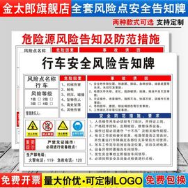 行车安全风险点告知牌卡危险源预防措施，建筑施工车间标语标识牌标志标示指示，警告提示贴纸警示牌定制fxd132