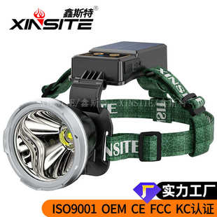 跨境新款 长续航多功能感应头灯 太阳能高亮远射头灯P100芯片头戴式