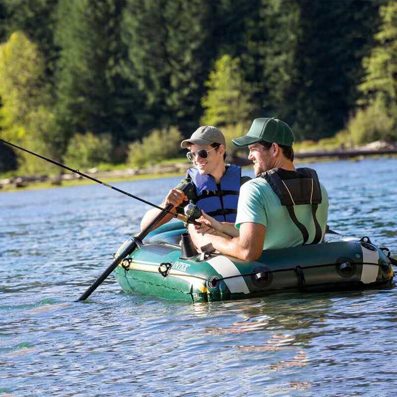 Intex68347 皮划艇双人钓鱼船2人冲锋舟双人气艇加厚橡皮艇充气船