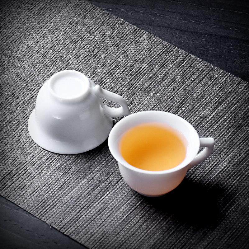 陶瓷小茶杯有耳功夫品茗杯办公喝茶杯6祇装防烫带柄白瓷家用杯子,餐饮具,茶杯,淘宝优惠券,粉丝福利购,淘宝优惠卷