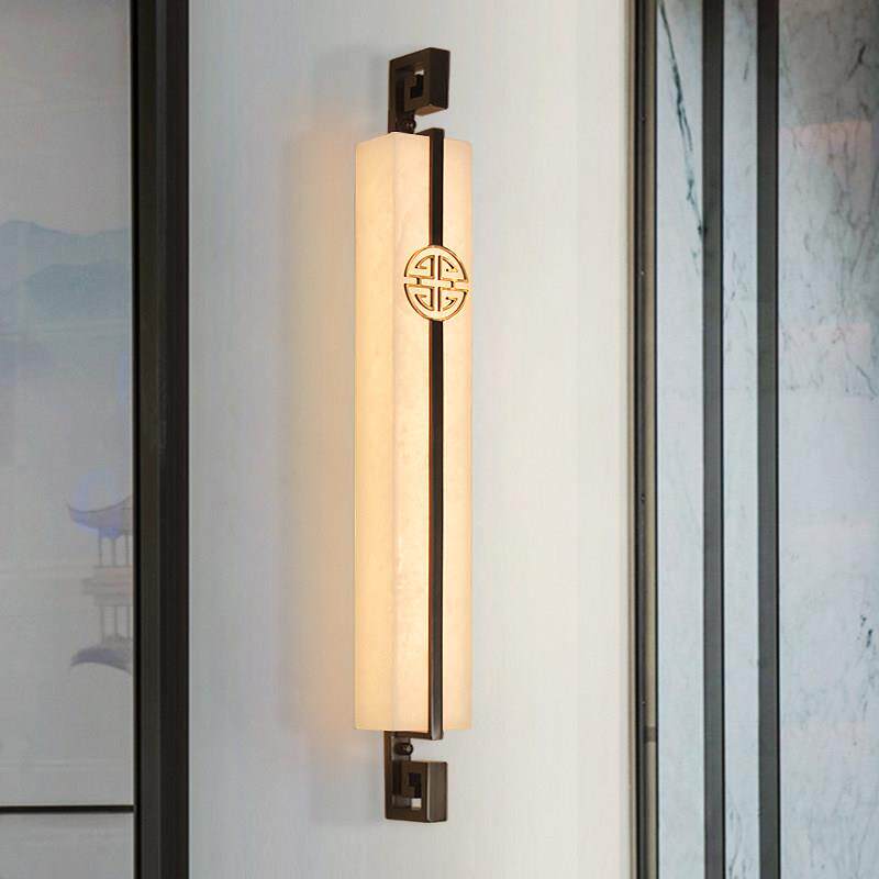 全铜西班牙大理石壁灯新中式客厅电视背景壁灯别墅大门户外防水照