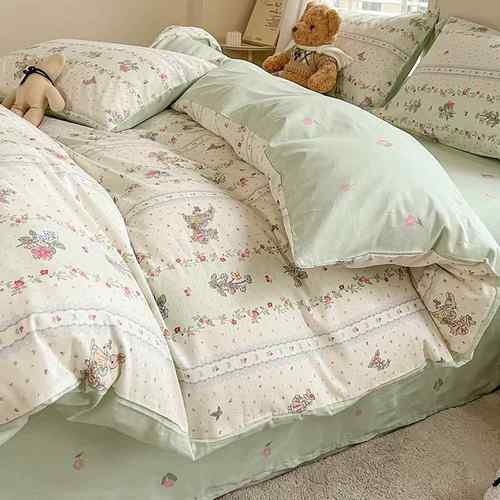 纯棉床上四件套全棉2025新款清新被套床单学生床笠宿舍床品三件套