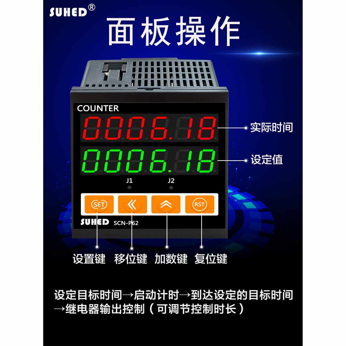 。工业智能数显电子计时器定时开关延时间继电器控制自动循环RS48
