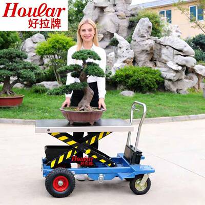 手推升降车升降平台车草坪盆景花盘移动搬运车500kg升高液压特惠