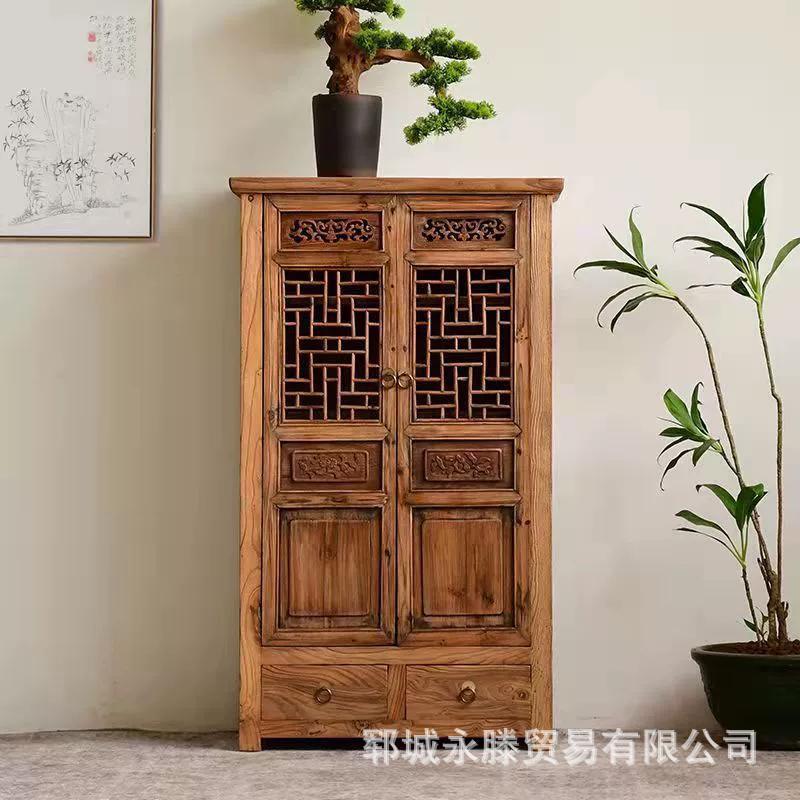 全餐边柜老榆木储物柜木质整理柜民宿家具中式仿古茶室茶边柜