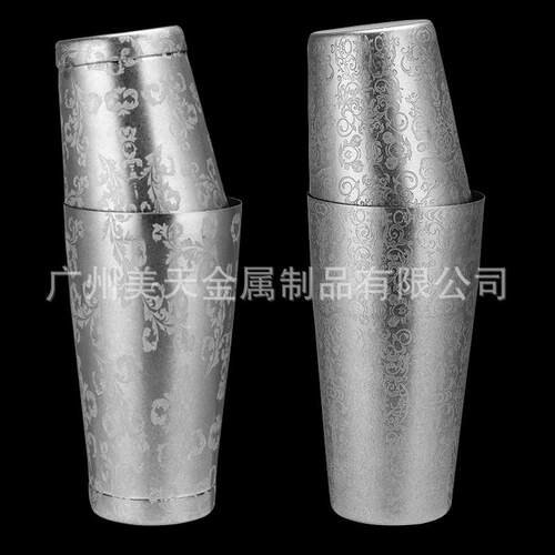 304不锈钢刻花波士顿花式调酒器摇酒壶雪克壶Shaker外贸跨境