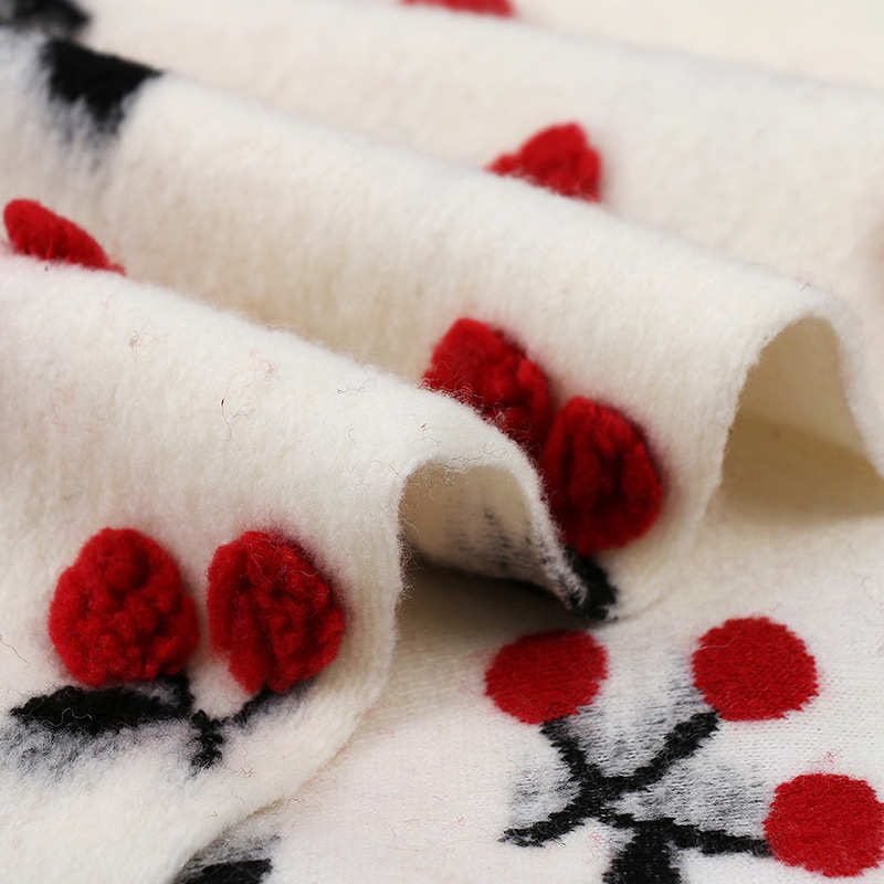 反吹风提花樱桃立体绒布  服装童装毛毯家纺DIY面料 羊羔毛绣花绒