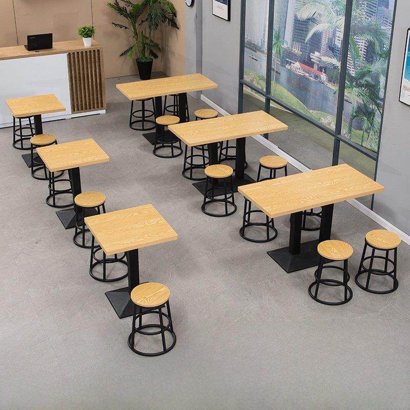 快餐桌椅组合奶茶店烧烤早餐汉堡店商业餐饮简单餐厅桌子长方形