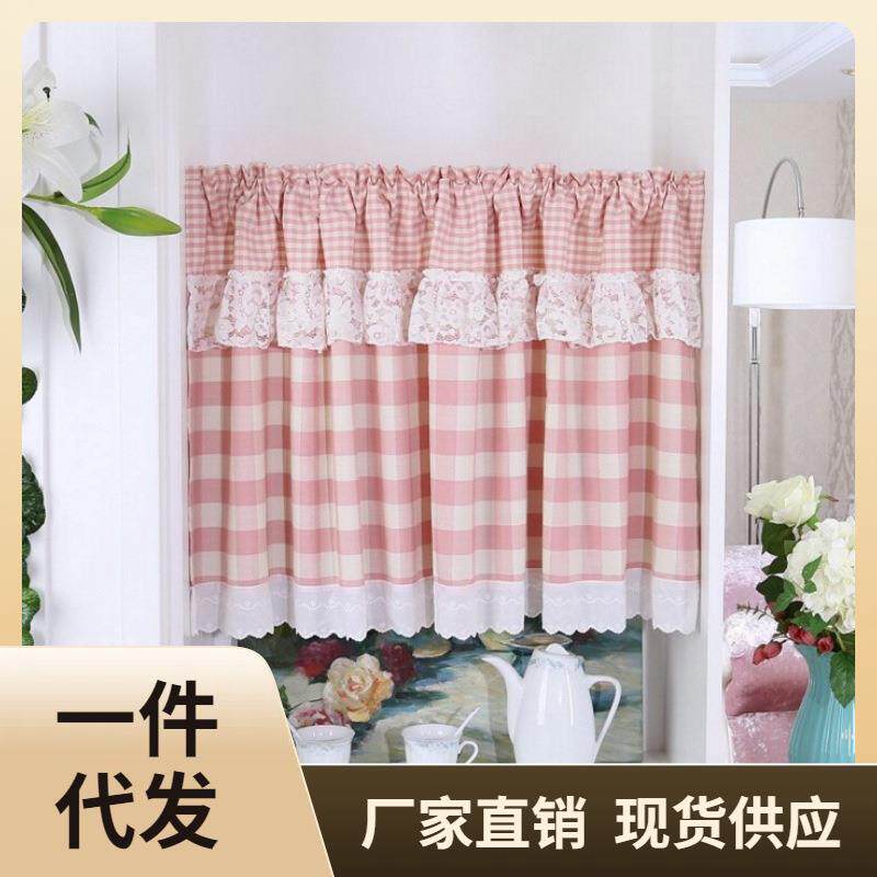 ε免打孔迷你小窗户短帘卧室厨房欧式门帘半帘卫生间遮挡帘