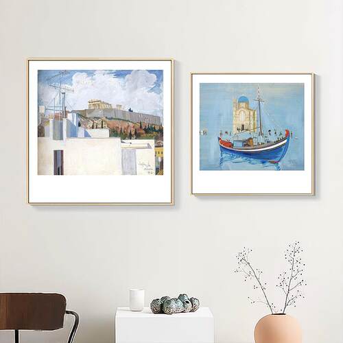 斯皮SQ5380罗小众斯轻艺客术装饰画厅画餐厅正方形风景挂画卧室壁