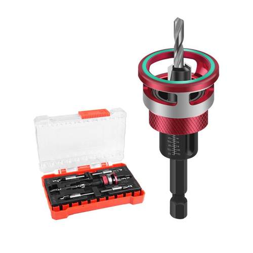 跨境木工阶梯钻触木即停沉孔钻套装带限位器工具打孔沉头锥孔钻头