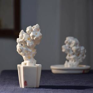 新中式创意雕塑陶瓷书房太湖石家居桌面装饰品禅意摆件观山小社