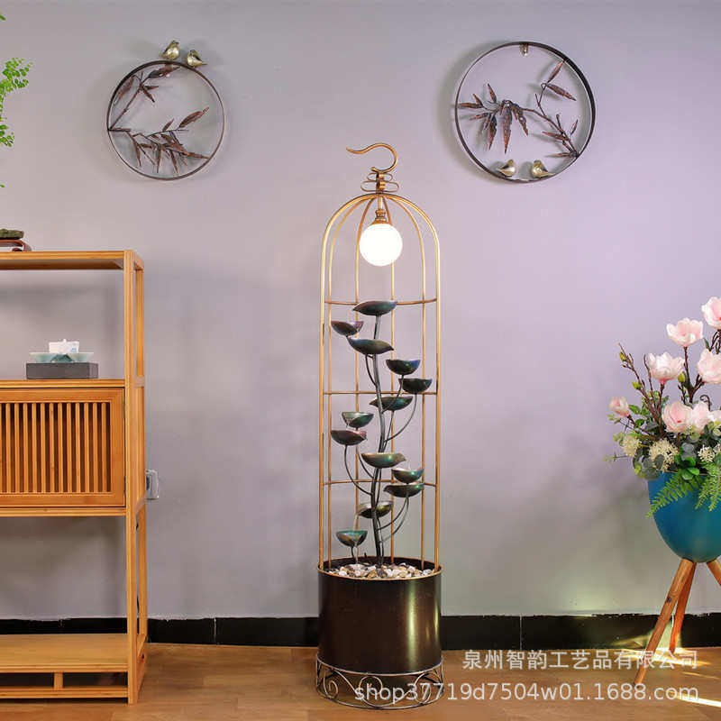 喷泉流艺术工艺品生财铁批发水器流水金属餐厅办公室客厅阳台摆件