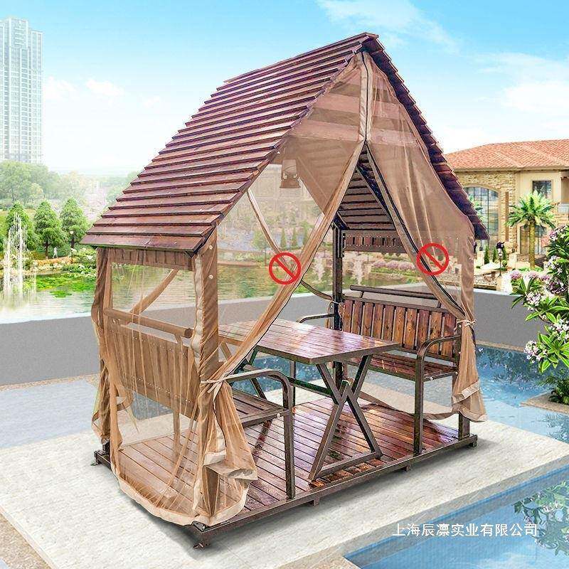 天台别墅子露台露天庭院室外防腐木四角凉亭楼顶户外凉亭花园阳台