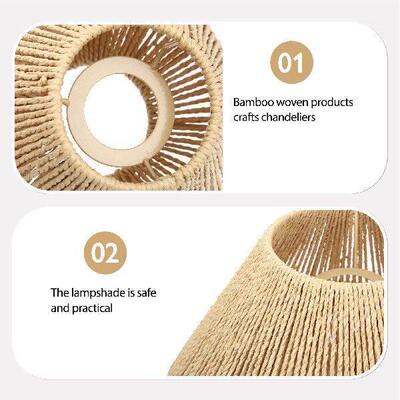 2 Pcs Vintage Lampshade Shades Rattan Table Bohemia Khaki