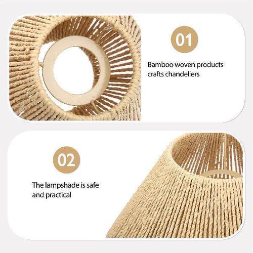 2 Pcs Vintage Lampshade Shades Rattan Table Bohemia Khaki