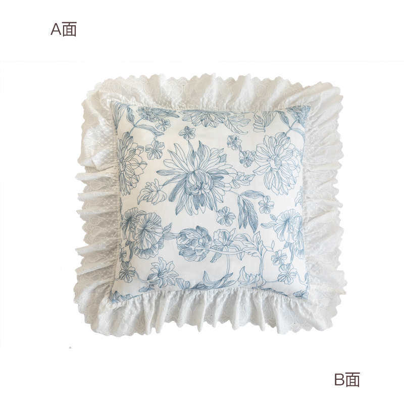 氛围田园枕清新腰小绣花|抱法式|复古花感靠垫浮靠枕枕eq4f