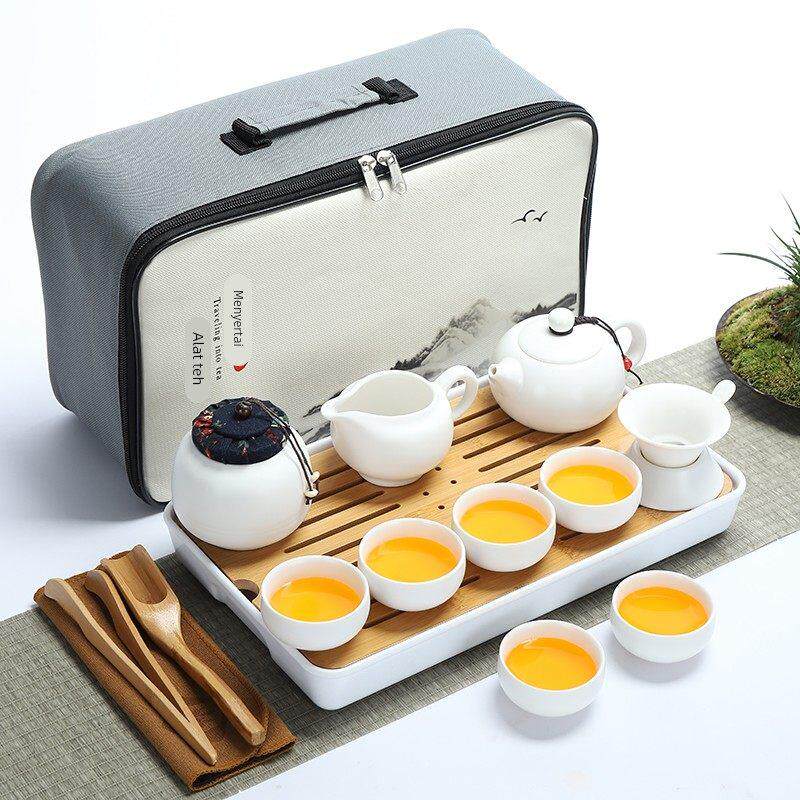 陶瓷旅行茶具套装便携包户外旅游办公泡茶壶简约家用迷你功夫茶盘