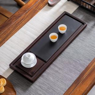 茶托盘干泡台乌金石小号茶台户外排水 茶盘茶具客厅家用茶海电木款