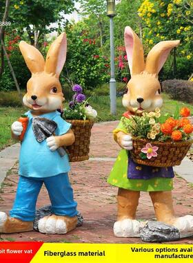 户外卡通兔子动物花盆装饰品花盆花园四合院花园景观雕塑装饰可爱