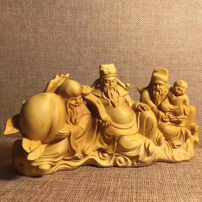 小叶黄杨木福禄寿木雕雕 刻家居摆饰摆件工艺装饰品 厂家供应