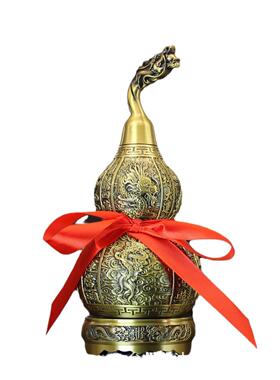 全黄五龙转天转铜葫芦龙行下可旋转FDS铜葫葫芦玄关装饰品龙头芦