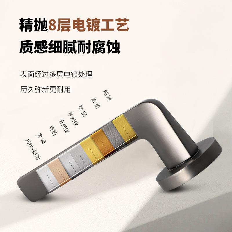 卧室房门锁家用室内静音分体锁简约款机械通用木门锁锌合金门把手图片